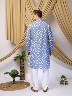 Hangup men casual  printed cotton kurta-pajama 5