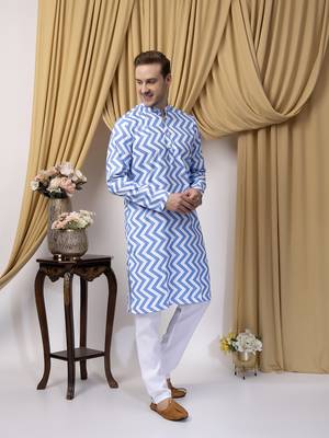 Hangup men casual  printed cotton kurta-pajama 3