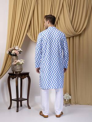 Hangup men casual  printed cotton kurta-pajama 5