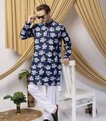 Hangup men casual  printed cotton kurta-pajama