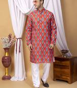 Hangup men casual  printed cotton kurta-pajama