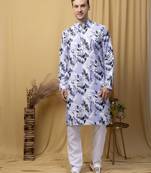 Hangup men casual  printed cotton kurta-pajama