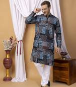 Hangup men casual  printed cotton kurta-pajama