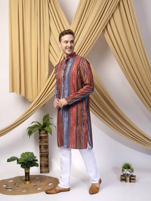 Hangup men casual  printed cotton kurta-pajama 2