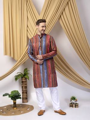 Hangup men casual  printed cotton kurta-pajama 3
