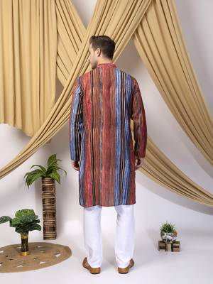 Hangup men casual  printed cotton kurta-pajama 4