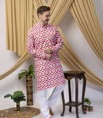 Hangup men casual  printed cotton kurta-pajama
