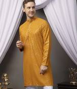 Mustard embroidery kurta