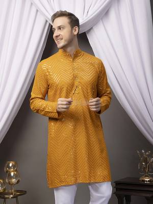 Mustard embroidery kurta 2