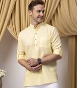 Lemon linen solid short kurta