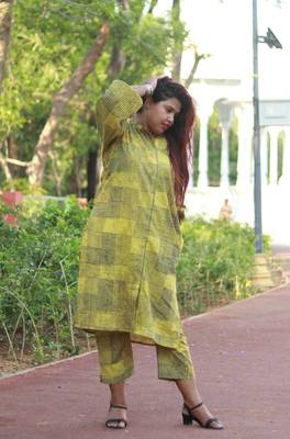 Handblock organic printed kurta with plazo house of the handblock 1