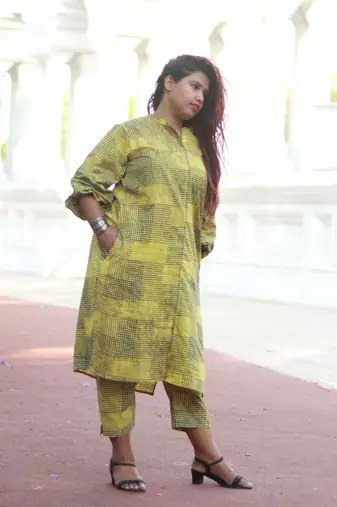 Handblock organic printed kurta with plazo house of the handblock
