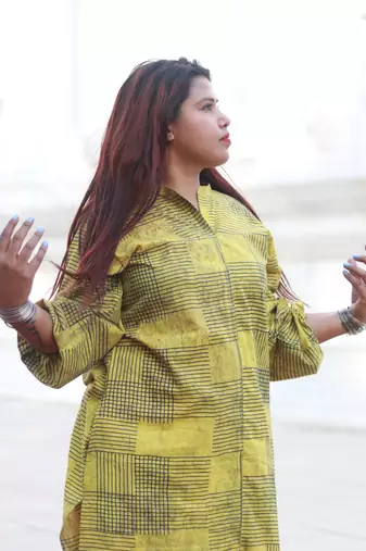 Handblock organic printed kurta with plazo house of the handblock