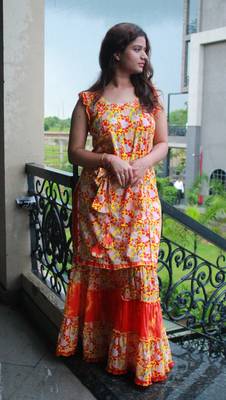 Elegant tie dye mul cotton sharara sleeveless suit from house of the handblock 1