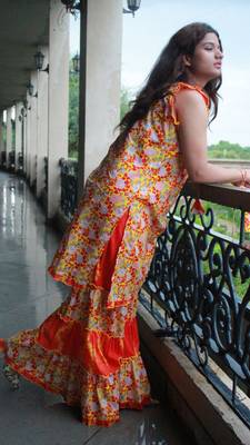 Elegant tie dye mul cotton sharara sleeveless suit from house of the handblock 3