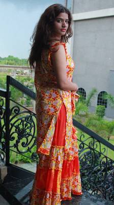 Elegant tie dye mul cotton sharara sleeveless suit from house of the handblock 4