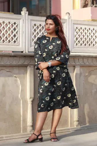 Jahota block printed a line long kurta house of the handblock