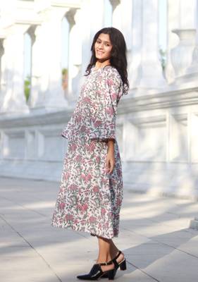 White handblock a line long kurtas house of the handblock 1