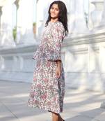 White handblock a line long kurtas house of the handblock