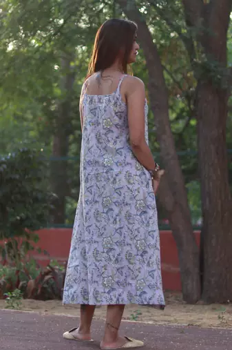 Sleevless a line kurta handblock cotton house of the handblock