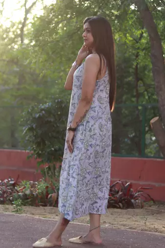 Sleevless a line kurta handblock cotton house of the handblock