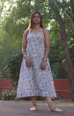 Sleevless a line kurta handblock cotton house of the handblock 4