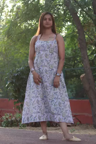 Sleevless a line kurta handblock cotton house of the handblock