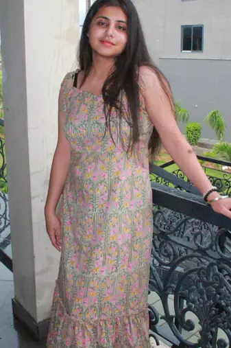 Discover the elegance of our beautiful tree handblock printed knotted dress