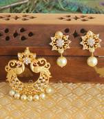 Designer matte finish cz peacock pendant set