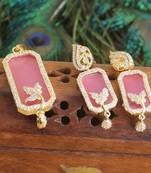 Designer gold plated cz stone pendant set