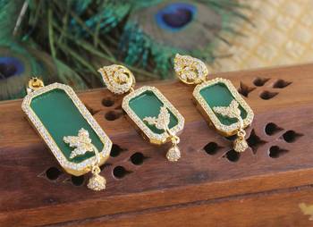 Designer gold plated cz stone pendant set 1