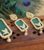 Designer gold plated cz stone pendant set