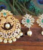 Designer matte finish cz peacock pendant set