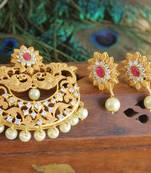 Designer matte finish cz peacock pendant set