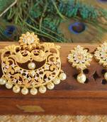 Designer matte finish cz peacock pendant set