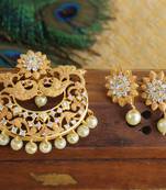 Designer matte finish cz peacock pendant set