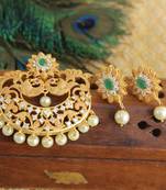 Designer matte finish cz peacock pendant set