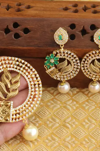 Designer matte finish cz pendant set