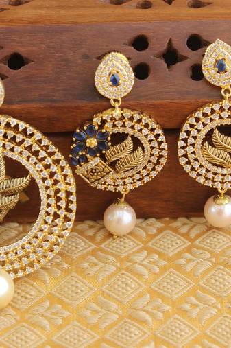 Designer matte finish cz pendant set