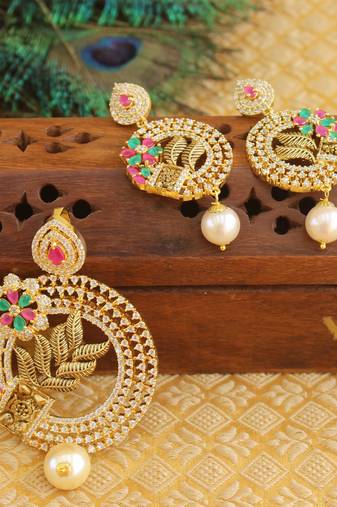 Designer matte finish cz pendant set