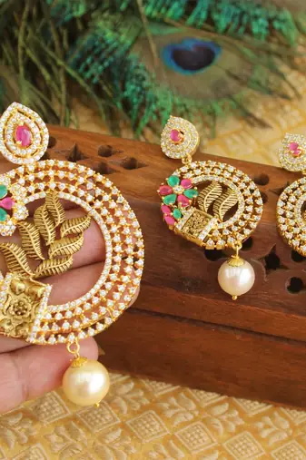 Designer matte finish cz pendant set