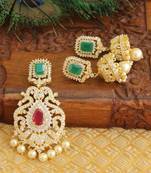 Designer gold plated cz pendant set