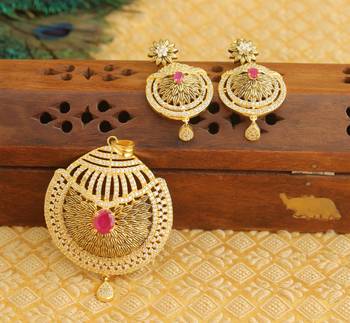Designer matte finish cz pendant set 1
