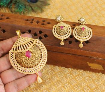 Designer matte finish cz pendant set 2