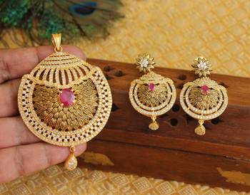 Designer matte finish cz pendant set 3