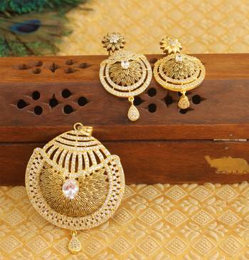 Designer matte finish cz pendant set 1