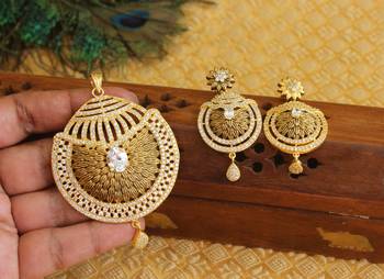 Designer matte finish cz pendant set 2