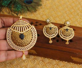 Designer matte finish cz pendant set 2