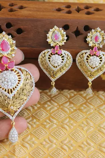 Designer matte finish cz pendant set