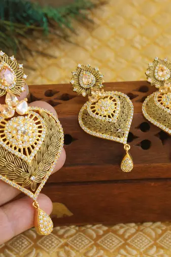 Designer matte finish cz pendant set